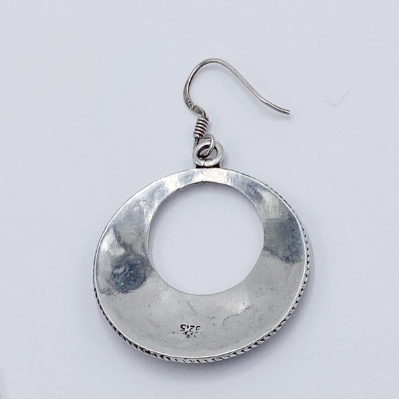 Vintage Sterling Silver 925 Filigree Hoop Dangle Earrings - Picture 7 of 8